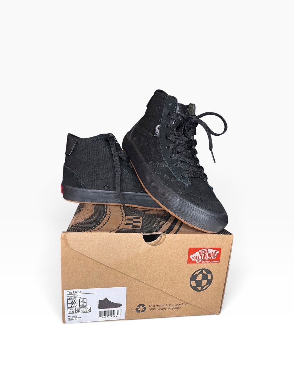 Vans Black Leather & Canvas High-Top Sneakers 🛹 The Lizzie